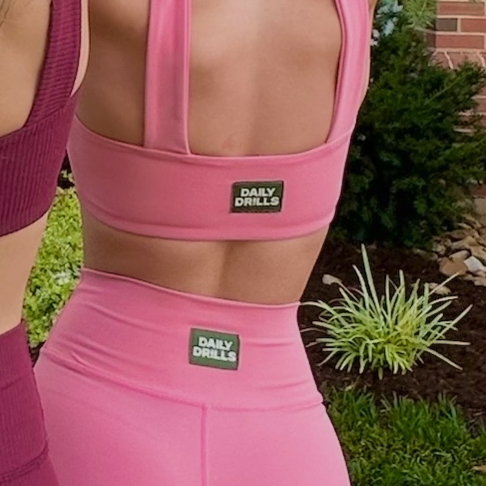 Daily Drills Pink Sports Bra and Leggings Set